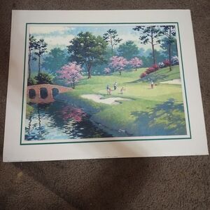 Scenic Landscape Art Print with Bridge and Trees